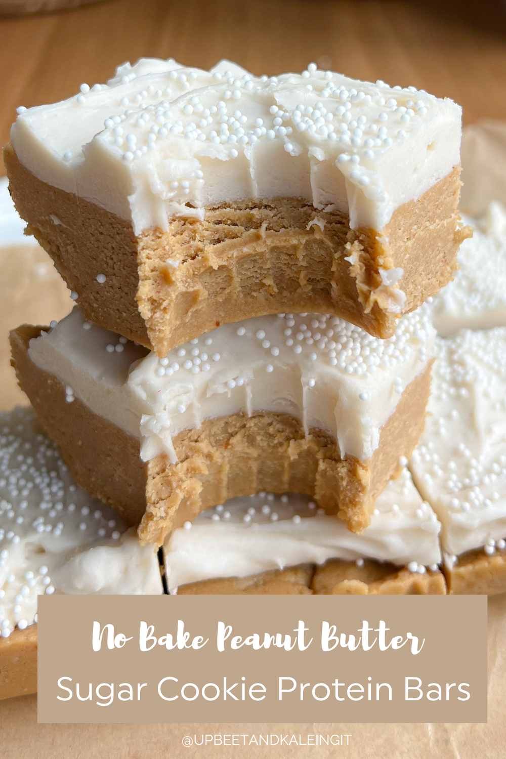No Bake Peanut Butter Sugar Cookie Protein Bars - Upbeet & Kaleing It