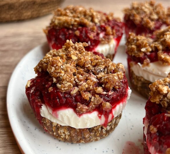 Vegan Raspberry Bliss Date Cheesecakes