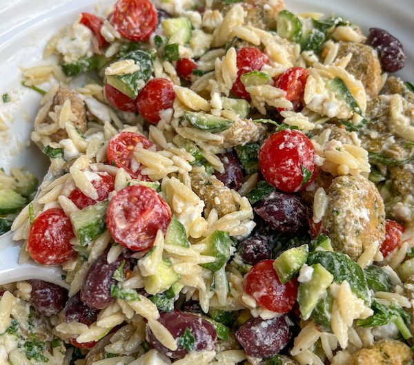 Plant-Based Mediterranean Falafel, Orzo and Feta Salad