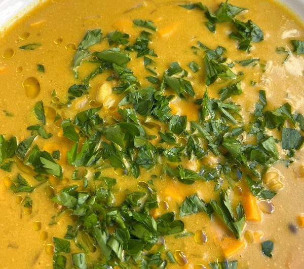 Feel Good Lemon, Chickpea and Sweet Potato Turmeric Soup