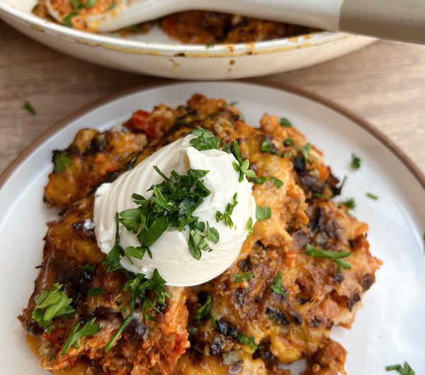 High Protein Plant Based Cheesy Southwest Bake