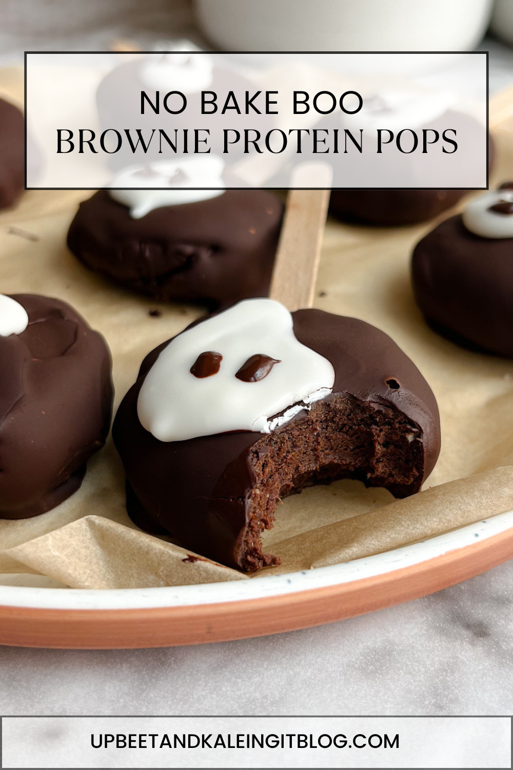 No Bake Boo Brownie Protein Pops - Upbeet & Kaleing It