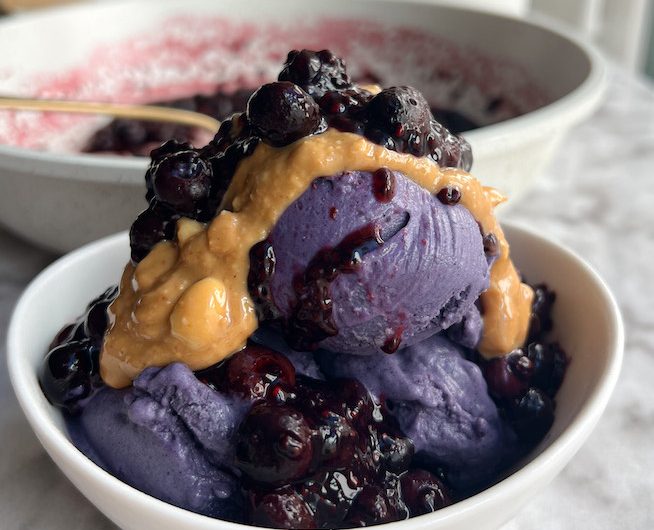 Healthy Blueberry Pie Ice Cream (High Protein & Dairy-Free)