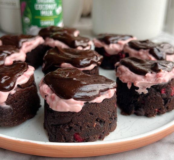 Healthy Raspberry Chocolate Brownies With Cream Cheese Frosting