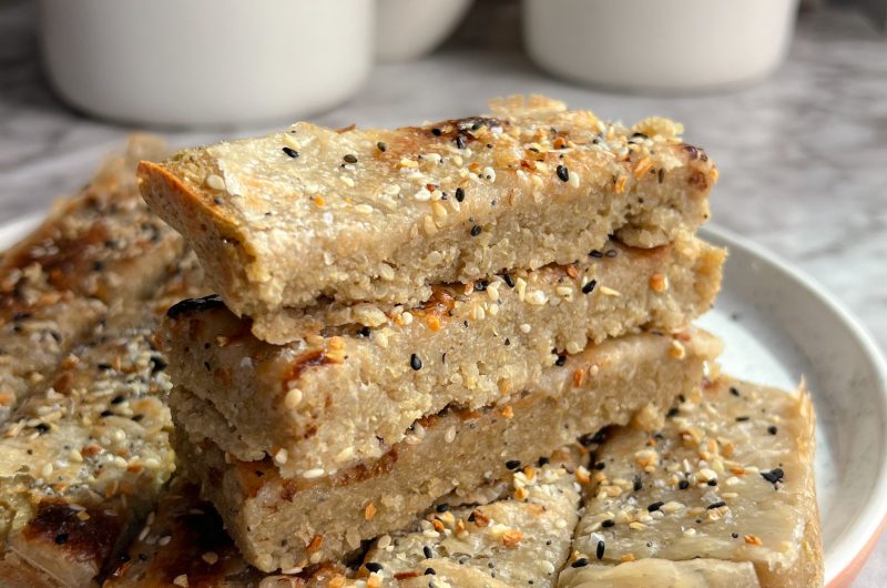 Cheesy Everything But the Bagel Quinoa Flourless "Breadsticks"