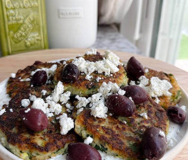 Gluten-Free Kolokithokeftedes With Whipped Feta Yogurt Dip