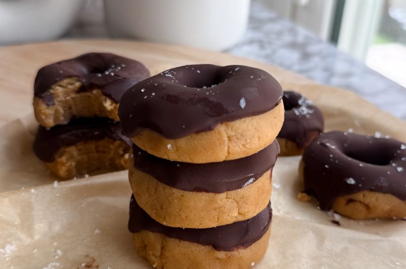 Chocolate Dipped No Bake Peanut Butter Donuts