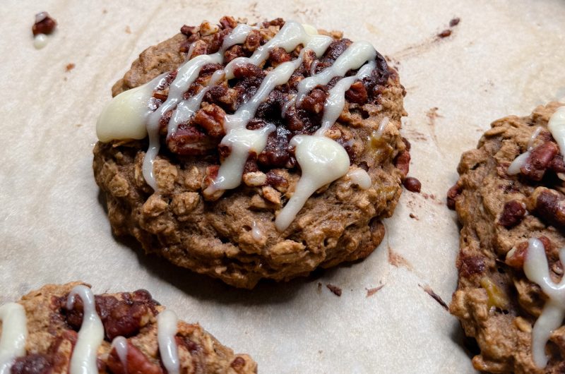 Gluten-Free Giant Banana Cinnamon Roll Breakfast Cookies
