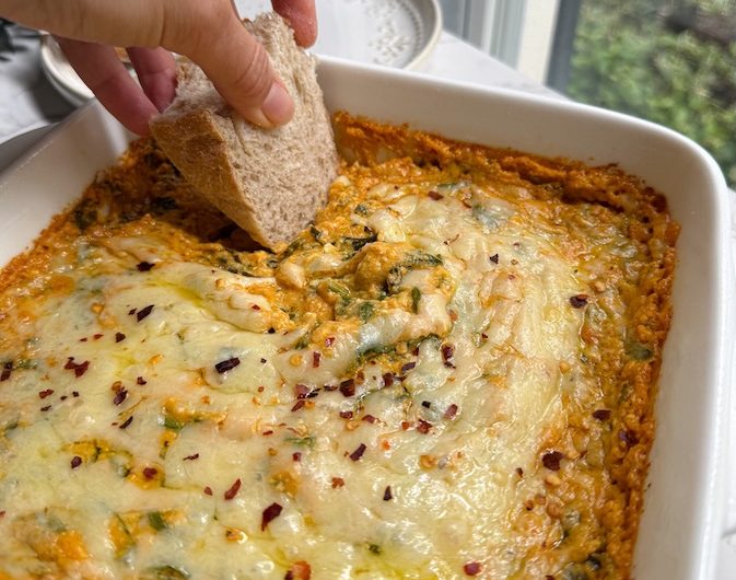 Baked Whipped Feta and Pumpkin Spinach Dip