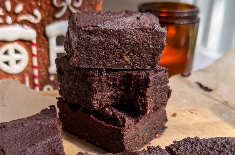 No Bake Double Chocolate Peppermint Protein Brownies