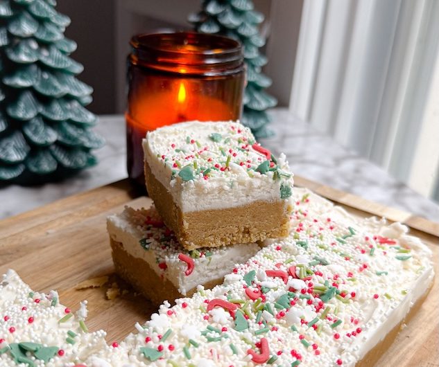 No Bake Protein Tahini Sugar Cookie Bars