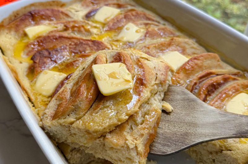 Viral Pancake Casserole With Protein Custard (Gluten-Free + 20g Protein)