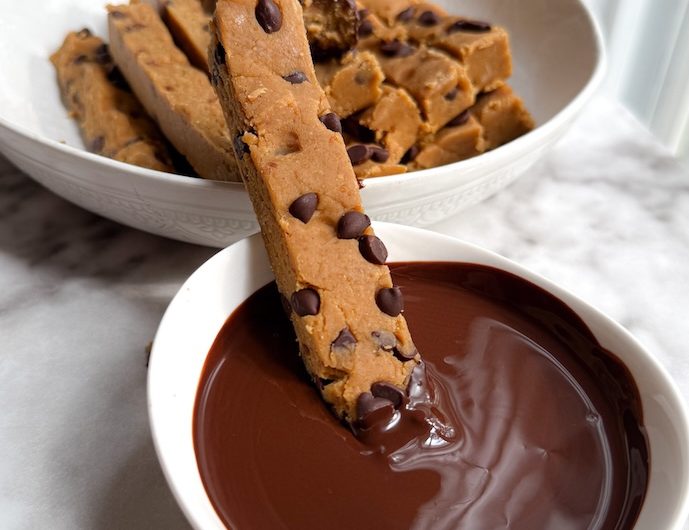 No Bake Peanut Butter Banana Chocolate Chip Cookie Dough "Fries"