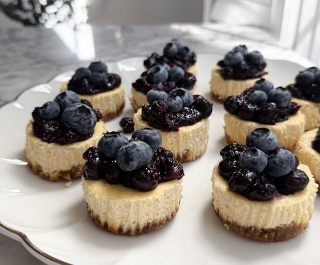 Healthy Lower Carb Blueberry Cheesecake Bites