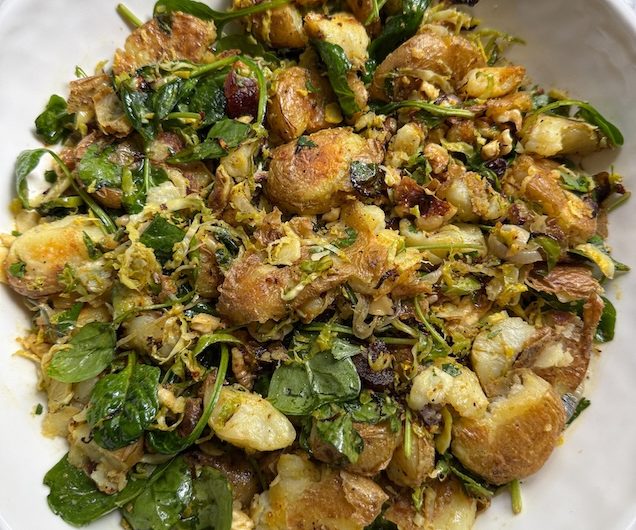 Hearty Smashed Potato Salad With Greens and Curry Vinaigrette