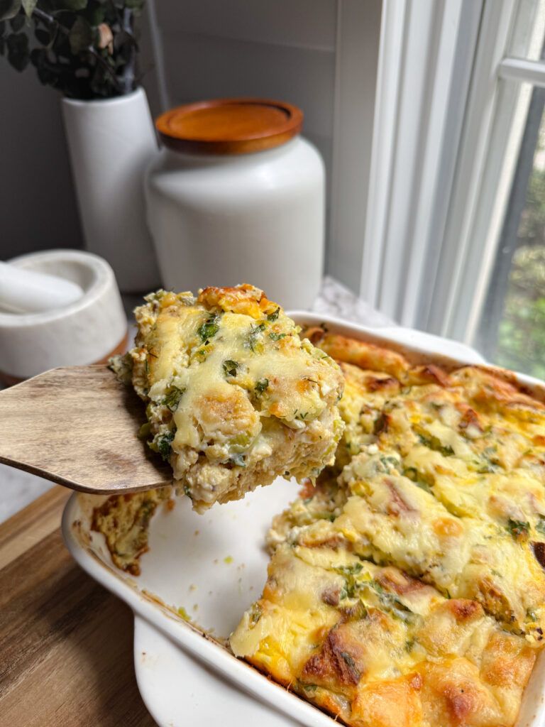 High Protein Herby Sourdough Breakfast Casserole